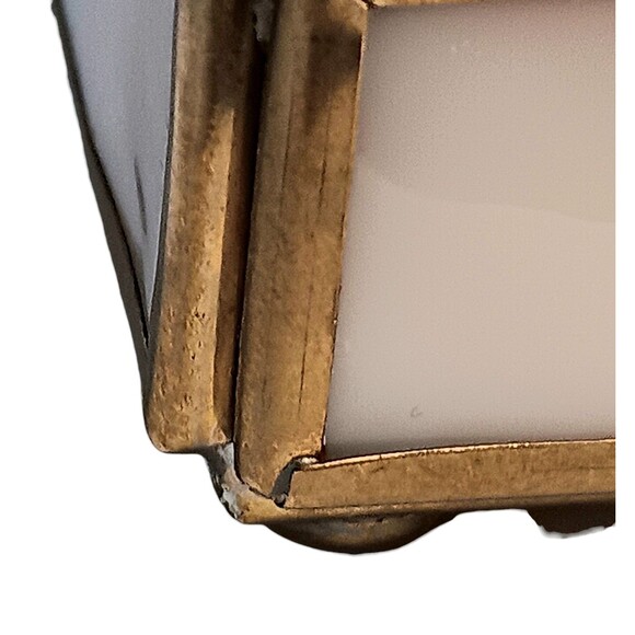 VTG Brass & Pink Slag Glass Trinket Box Cute Girl & Duck Make A Joyful Noise - Picture 14 of 16